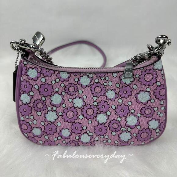 Coach Teri Mini Crossbody Bag With Floral Print In Canvas/Im/Lilac Multi CBG64 - Picture 4 of 8
